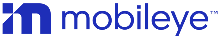 Logo of Mobileye featuring a stylized 'm' design and the text 'mobileye'