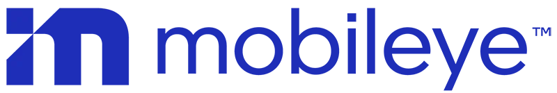 Logo of Mobileye featuring a stylized 'm' design and the text 'mobileye'