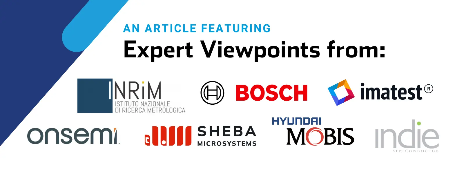 Logos of companies and institutions with expert viewpoints, including INRIM, Bosch, imatest, onsemi, Sheba Microsystems, Hyundai Mobis, and indie Semiconductor.