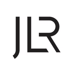 Logo of JLR featuring stylized black letters.