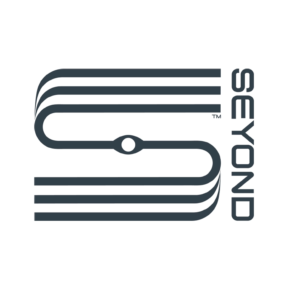 "Logo of SEYOND with stylized lines forming an 'S' and vertical text."