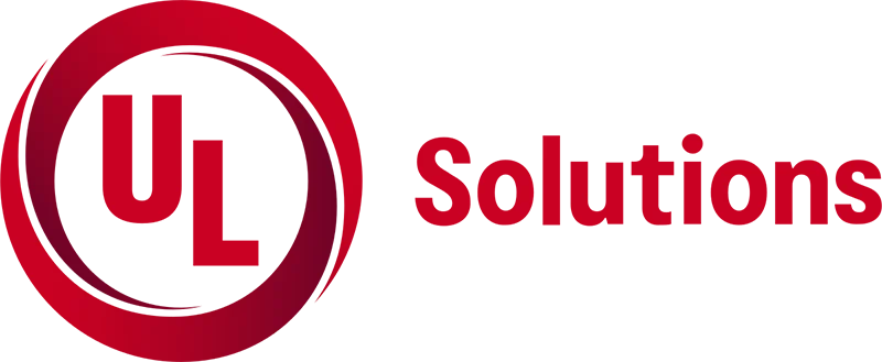 Logo of UL Solutions featuring a red circular design with 'UL' inside and the word 'Solutions' next to it