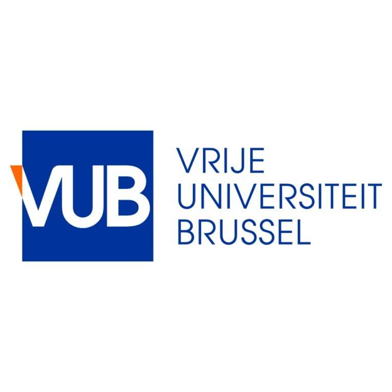 Logo of Vrije Universiteit Brussel (VUB) with a blue square and text.