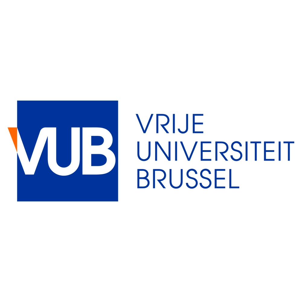 Logo of Vrije Universiteit Brussel (VUB) with a blue square and text.