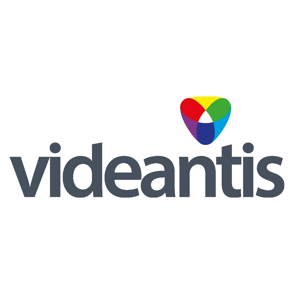 Logo of videantis featuring colorful overlapping shapes and grey text.